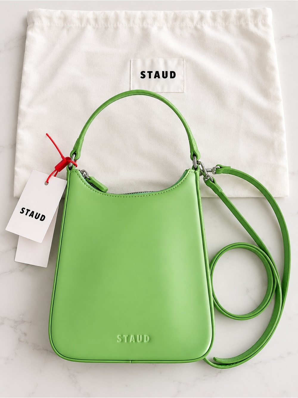 STAUD Green Leather Shoulder Crossbody Bag NWT